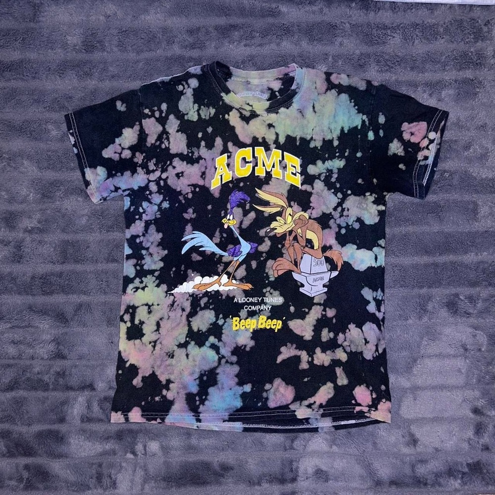 Vintage Looney Tunes X Acme Road Runner & Wiley Coyote tie dye t shirt